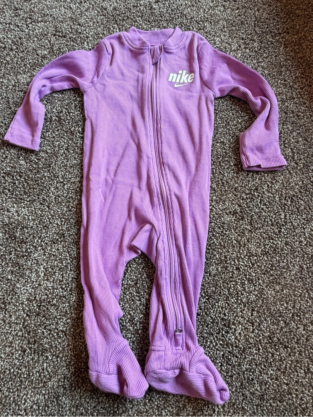 Nike Lavender Ribbed One-Piece Footed Bodysuit